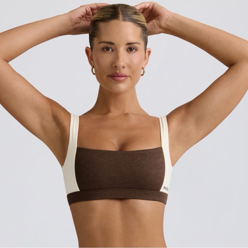 Bo+Tee OH POLLY Contrast Sports Bra in Pecan Marl - Picture 6 of 12
